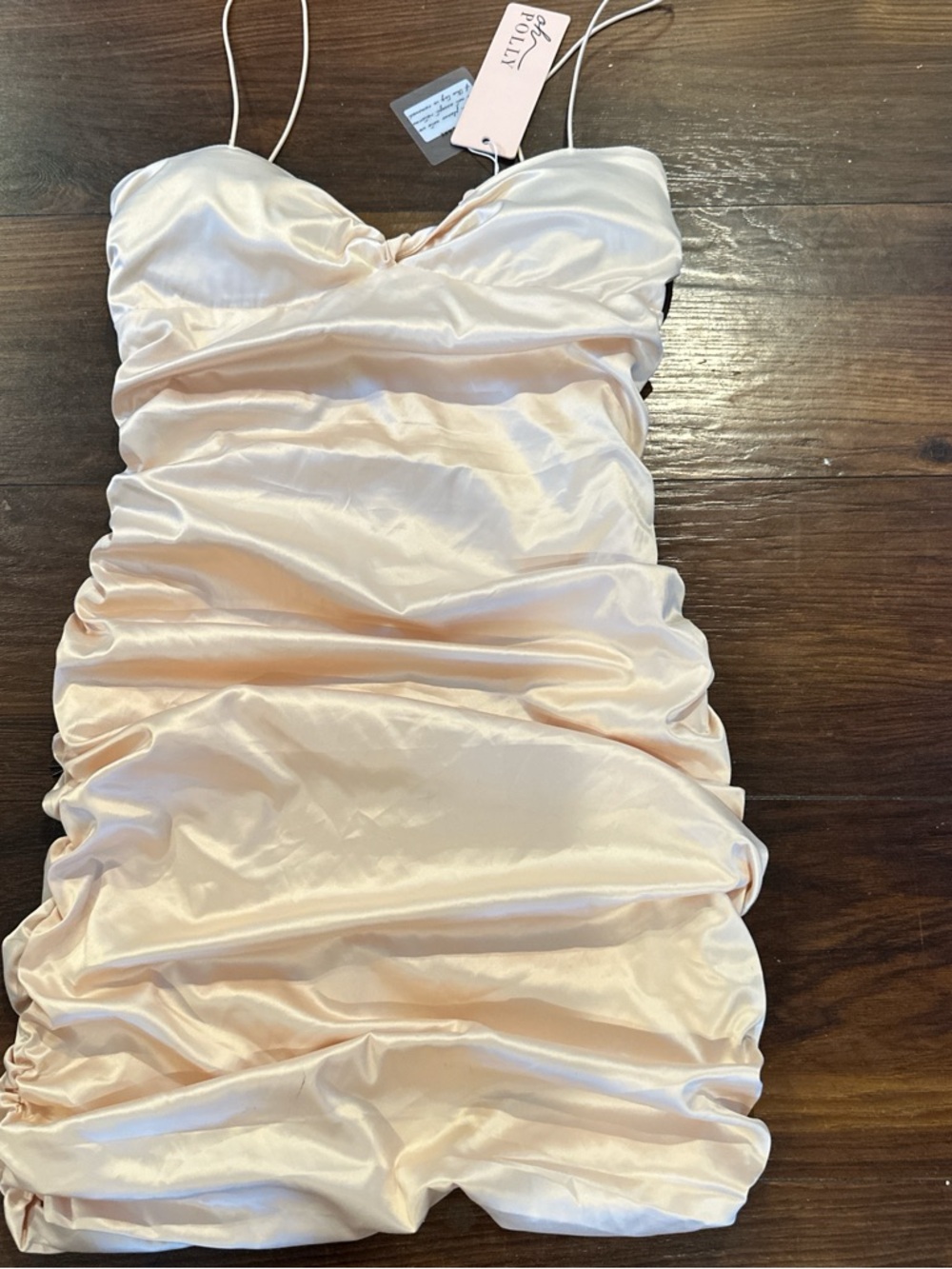 Oh Polly Satin Mini Dress in Champagne Blush